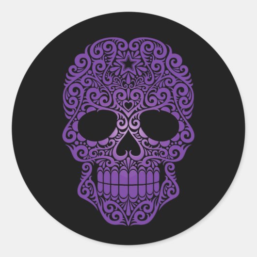 紫スワーリングシュガースカルオンブラック ラウンドシール (正面)