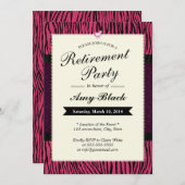 紫ゼブラストライプ退職パーティの招待状 招待状 (正面/裏面)