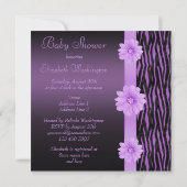紫ゼブラストライプ&フラワーベきらきら光るビーシャワー 招待状 (裏面)