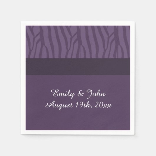 紫ゼブラパターン スタンダードカクテルナプキン (正面)