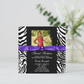 紫ゼブラ写真甘い16パーティー 招待状 (スタンド正面)