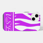紫ゼブラ印刷（モノグラム付） iPhoneケース (裏面横)