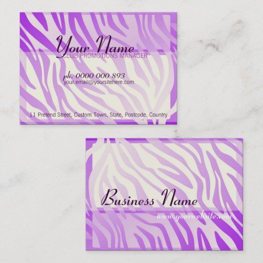 紫ゼブラ縁どグラデーシングの大きな名刺 名刺 (正面/裏面)