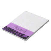 紫ゼブラ,グリッターゼブラ,ストライプ,あなたの名前 ノートパッド (回転)