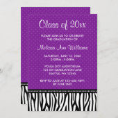 紫ゼブラ·ポルカ卒業発表 招待状 (正面/裏面)