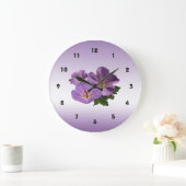 紫ゼラニウムの花 ラージ壁時計 (ホーム)