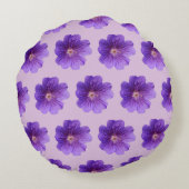 紫ゼラニウム花シームレスパターン ラウンドクッション (裏面)
