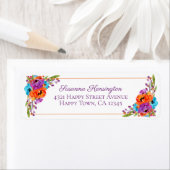 紫ターコイズオレンジフローラフレーム水色 ラベル (インサイチュ)