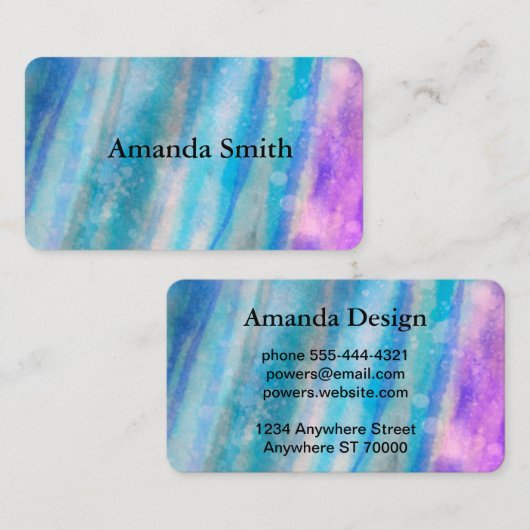 紫ターコイズ青色彩の鮮やか水色アバーストラック 名刺 (正面/裏面)