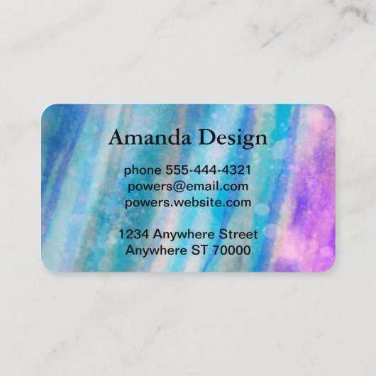 紫ターコイズ青色彩の鮮やか水色アバーストラック 名刺 (裏面)