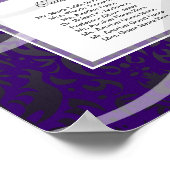 紫ダマスク12テーブル結婚のシーティングプランチャート ポスター (角)