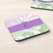 紫ダマスク，緑ダマスク，モノグラム コースター (左側)