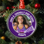 紫チアリーダー写真高校クリスマス メタルオーナメント