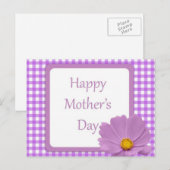 紫チェックの母の日 ポストカード (正面/裏面)