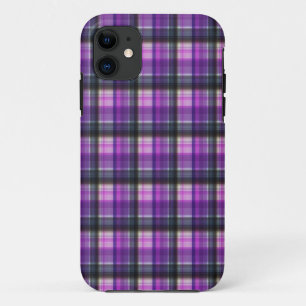 紫チェックタータンチェック、 iPhone 11 ケース