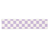 紫チェック、チェッカーボードパタ市松模様にーン、 ショートテーブルランナー (横)