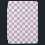紫チェック、チェッカーボードパタ市松模様にーン、 iPad AIR カバー<br><div class="desc">パタ市松模様にーン – 紫とクリーム色のチェッカーボード。</div>