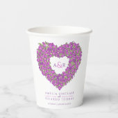 紫チューリップハートブーケアートモ結婚ノグラム 紙コップ (裏面)