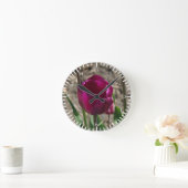 紫チューリップ時計 ラウンド壁時計 (ホーム)