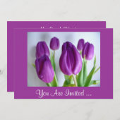 紫チューリップ 招待状 (正面/裏面)