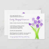 紫チューリップ- 3x5ベビーシャワー招待状 招待状 (正面/裏面)