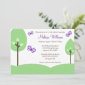 紫チョウの木のベビーシャワー招待状 招待状 (スタンド正面)