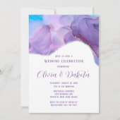 紫ティール（緑がかった色）エーテル結婚アルコールインクの発明 招待状 (正面)