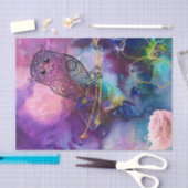 紫ティール（緑がかった色）フェイクフクロウ金枝 薄葉紙 (クラフト)