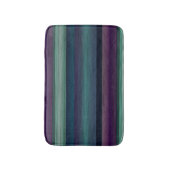 紫ティール(緑がかった色)ブルーグリーン水カラーストライプパターン バスマット (正面縦)