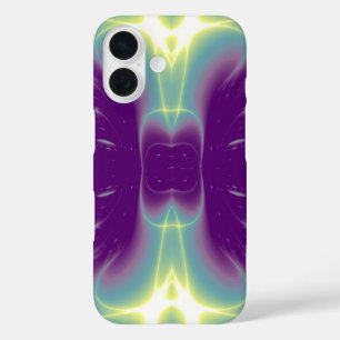 紫ティール(緑がかった色)緑色光波 iPhone 16ケース