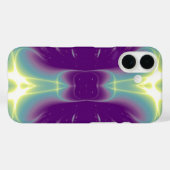 紫ティール(緑がかった色)緑色光波 Case-Mate iPhoneケース (裏面 (横))