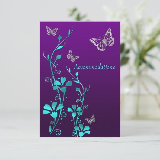 紫ティール（緑がかった色）銀フローラ、蝶エンクロージャ2 エンクロージャーカード (スタンド正面)