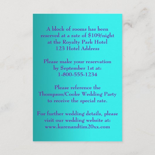 紫ティール（緑がかった色）銀フローラ、蝶エンクロージャ2 エンクロージャーカード (裏面)