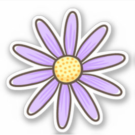 紫デイジーかわいらし花 シール