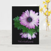 紫デイジー反射オン鏡悔やみや弔慰 カード (黄色い花)