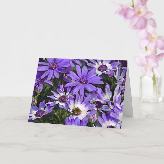 紫デイジー花デイジーアートノートカード カード (蘭)