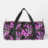 紫デイジー花模様パーソナライズされた ダッフルバッグ (裏面)