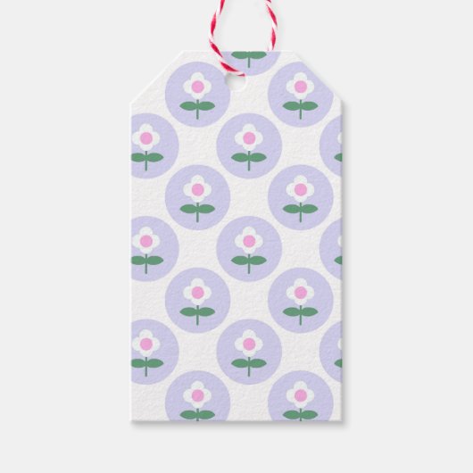 紫デイジー花赤ちゃんシャワー開花パーティー ギフトタグ (正面)