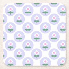 紫デイジー花赤ちゃんシャワー開花パーティー スクエアペーパーコースター