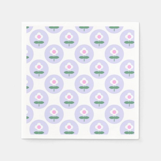 紫デイジー花赤ちゃんシャワー開花パーティー スタンダードカクテルナプキン (正面)
