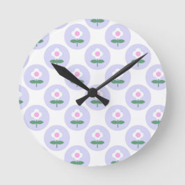 紫デイジー花赤ちゃんシャワー開花パーティー ラウンド壁時計