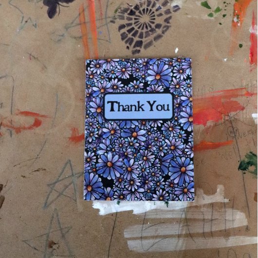 紫デイジー花 ポストカード