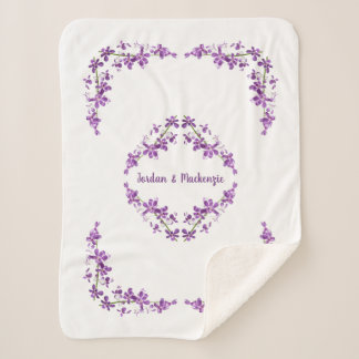 紫デンドロパーソナライズされたビウムの蘭モチーフ シェルパブランケット