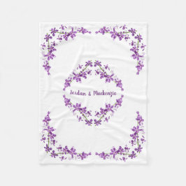 紫デンドロパーソナライズされたビウムの蘭モチーフ フリースブランケット