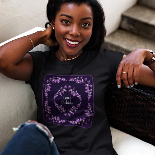 紫デンドロビウムの蘭モチーフ Tシャツ