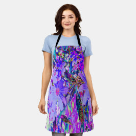 紫トリップ（幻覚体験）のようなとマゼンタの野カラフル花 エプロン