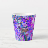 紫トリップ(幻覚体験)のようなとマゼンタの野カラフル花 カフェラテマグ (正面)