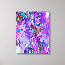 紫トリップ（幻覚体験）のようなとマゼンタの野カラフル花 キャンバスプリント