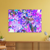 紫トリップ(幻覚体験)のようなとマゼンタの野カラフル花 キャンバスプリント (インサイチュ (リビング))