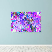 紫トリップ(幻覚体験)のようなとマゼンタの野カラフル花 キャンバスプリント (インサイチュ (ウッドフロア))